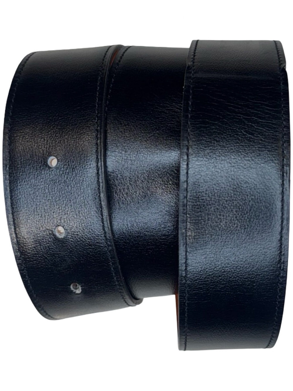 HERMES REVERSIBLE LEATHER STRAP 40MM x 85CM (BLACK / ORANGE)